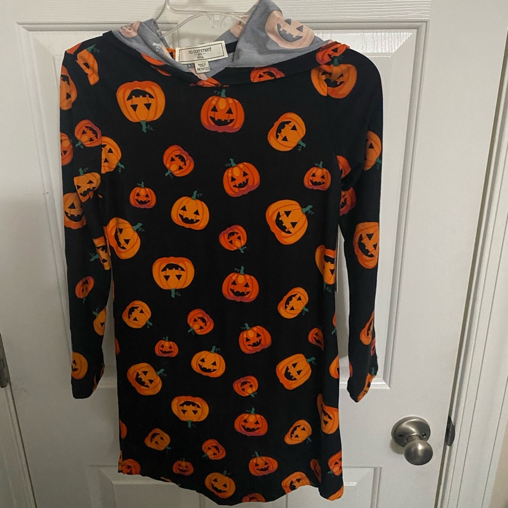 Girls No Comment Halloween Dress Hoodie Long  Shirt Costume Party Med 10-12 NWT
